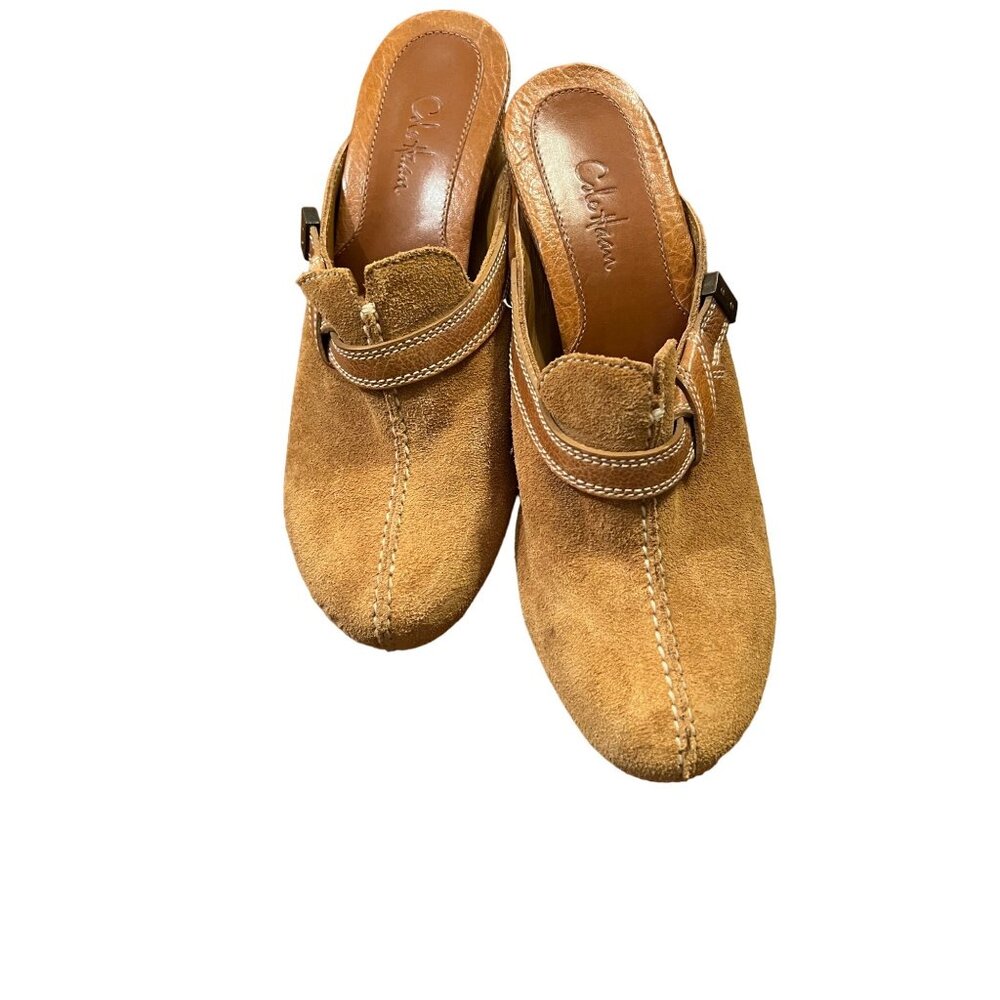 Cole Haan women’s light brown suede heeled clogs size 6 M